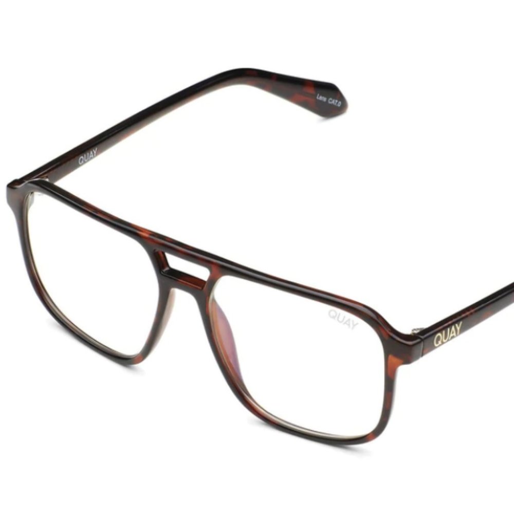 QUAY On The Fly Blue Light Glasses - Aviator Style - Brown - Rx -Tortoise - NWT - Picture 3 of 7